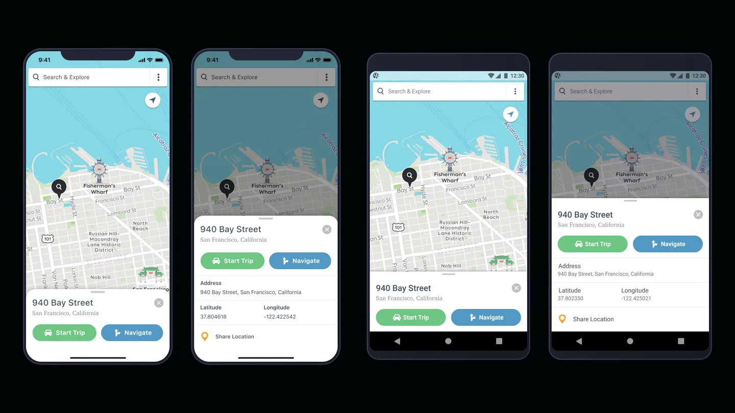 Cross-platform pin placement interaction across devices